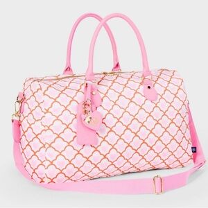 Roller rabbit pink target geo hearts duffle bag / tote